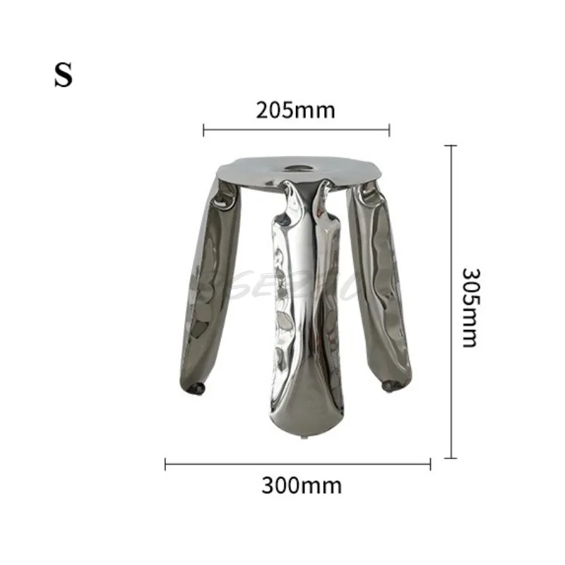 Household Stainless Steel Balloon Stool Three Legged Shoe Changing Stool Household Round Stool