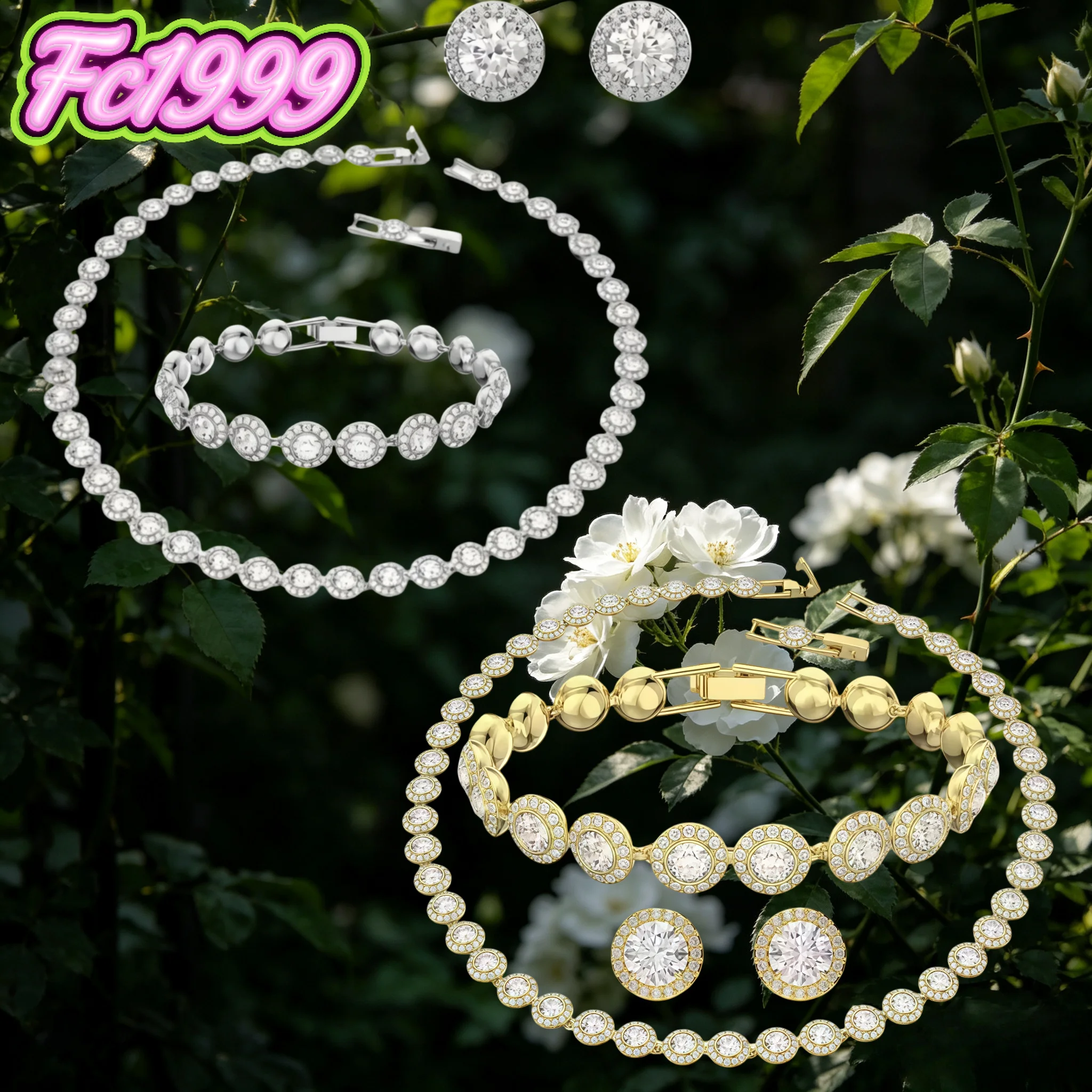 2026 Bridal Round Pattern Jewelry Set Fine Jewellery Kit Ideal Present for Wedding Birthday Party Daily Use