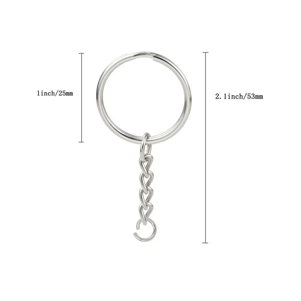 10/30/50pcs Open Metals Key Ring with Chain and Jump Rings Silver Color Metal Parts with Open Ring and Connector DIY Jewelry
