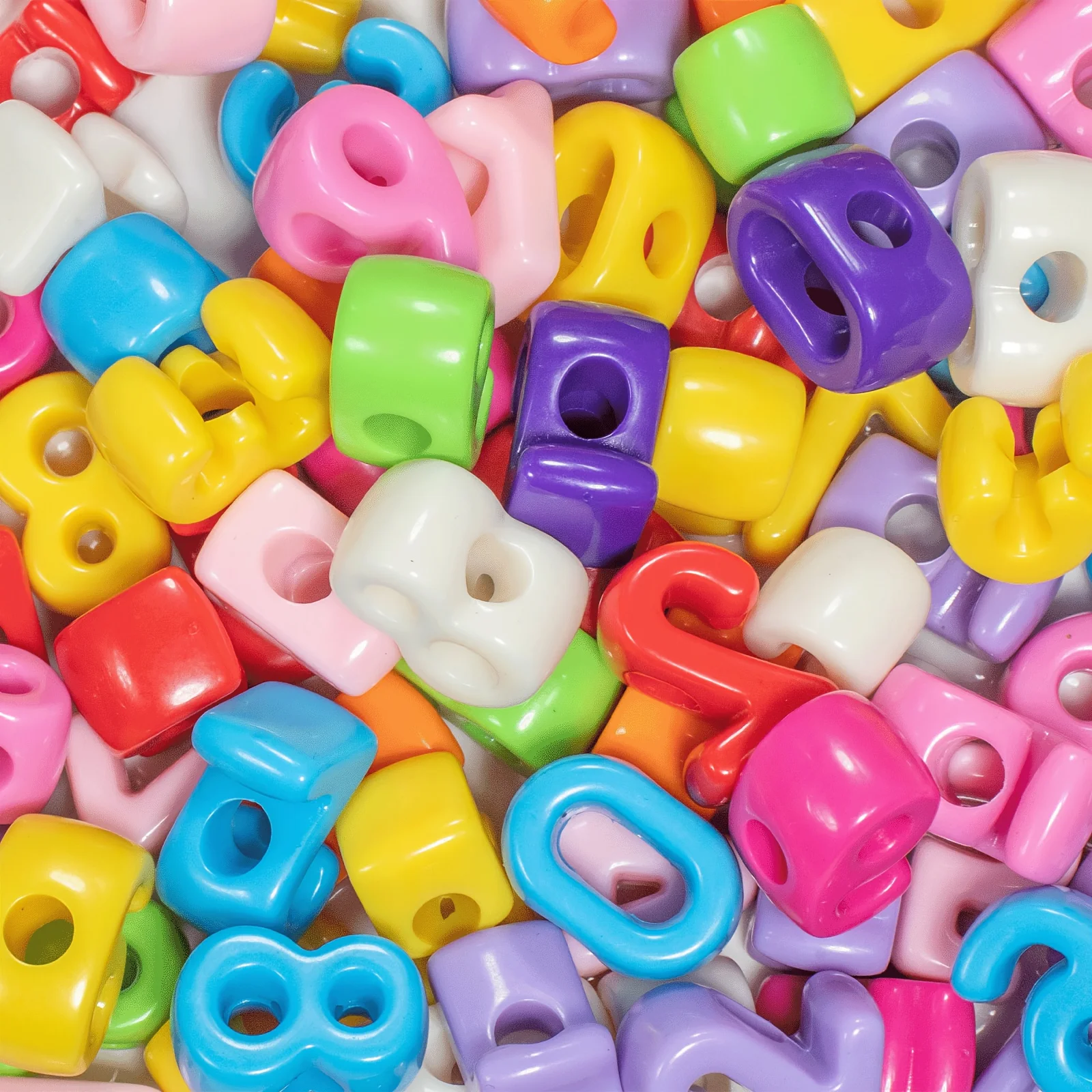 50pcs 14mm-20mm Acrylic Large Holes, Randomly Mixed. DIY Jewelry Making Bracelet, Necklace, Keychain Material with Alphanumeric image 2