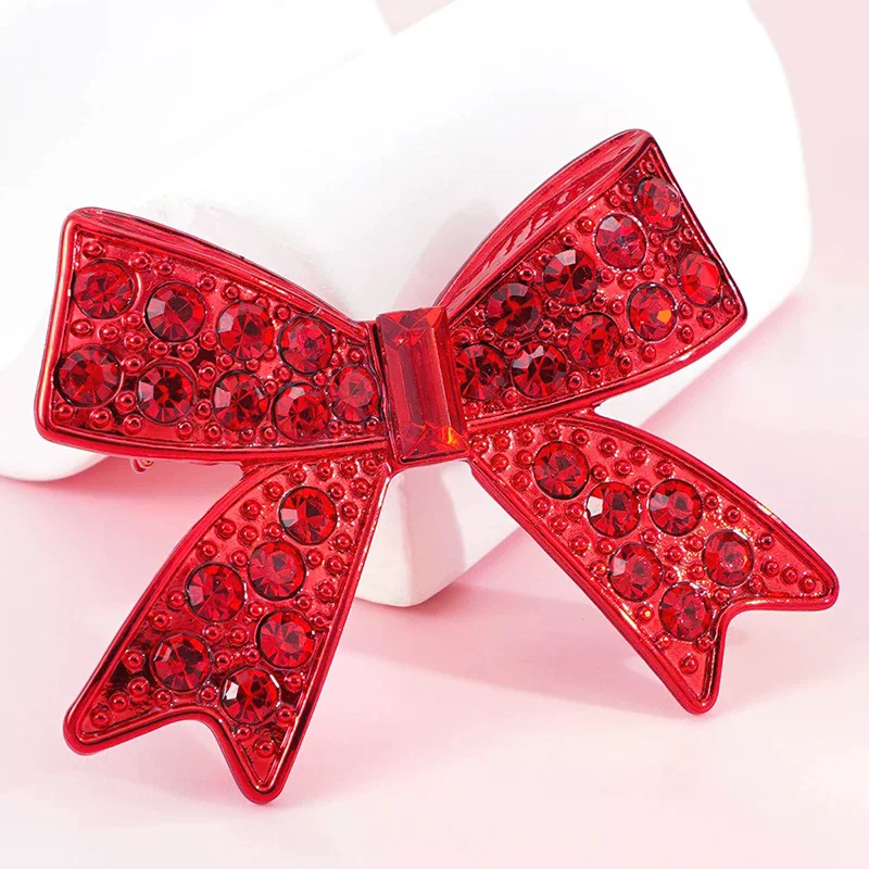 حجر الراين عيد الميلاد القوس دبابيس للنساء السنة الجديدة حفلة بروش دبوس عيد الميلاد الديكور الإكسسوارات الهدايا