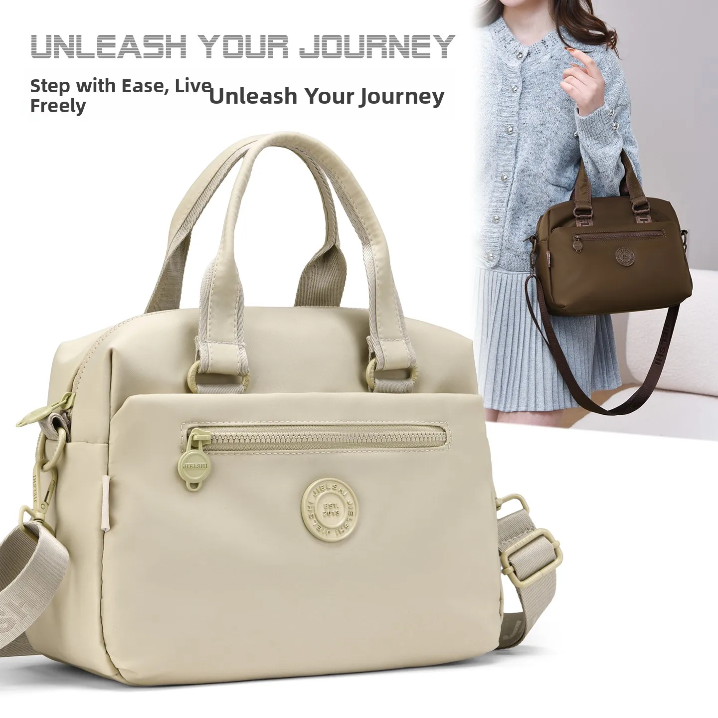 Fashionable Large Capacity Nylon Backpack Women's Handheld Crossbody Travel Bag Waterproof Shoulder Bag Stylish Universal Design