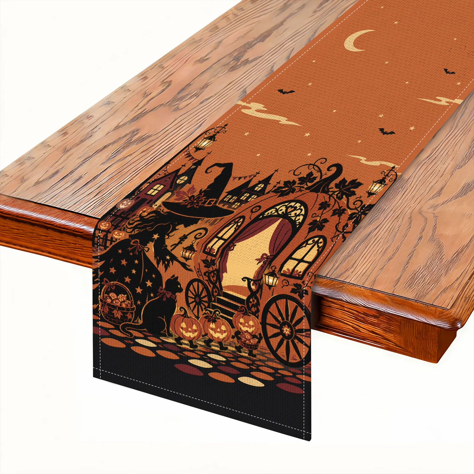 Pumpkin Table Runner Harvest Theme Halloween Table Runner Gothic Table Runner Rectangular Shape For Harvest Festival Home Dining