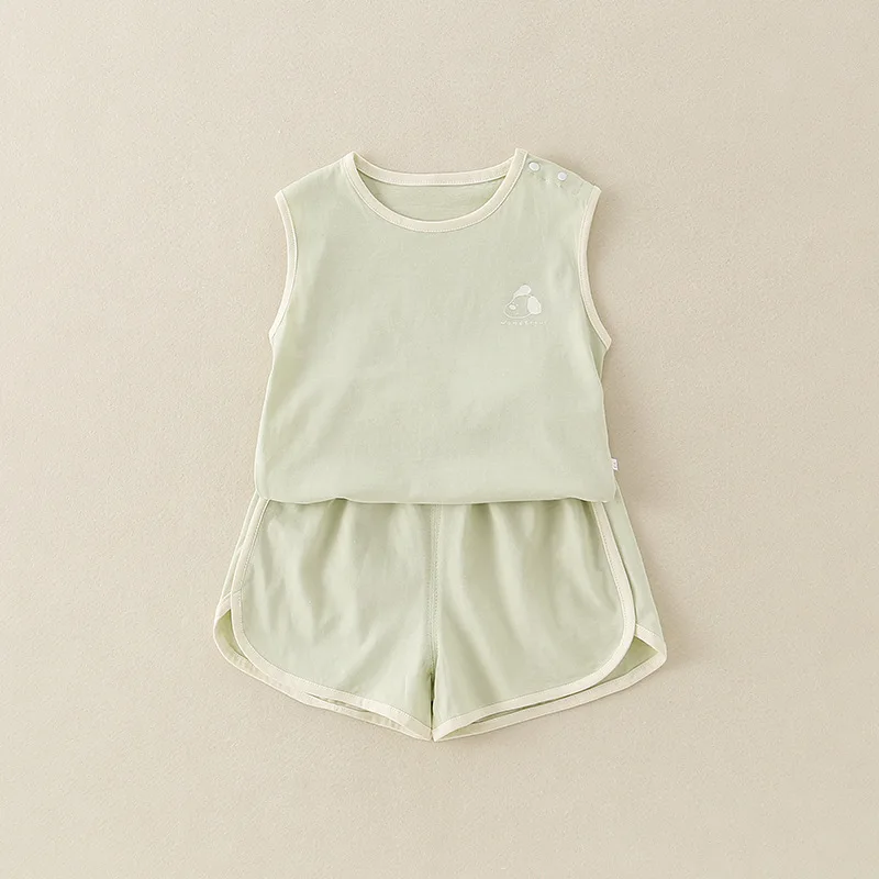 

Male Baby A-class Pure Cotton Clothes Summer Thin Sleeveless Vest Shorts Set Casual Outerwear Baby Home Clothes