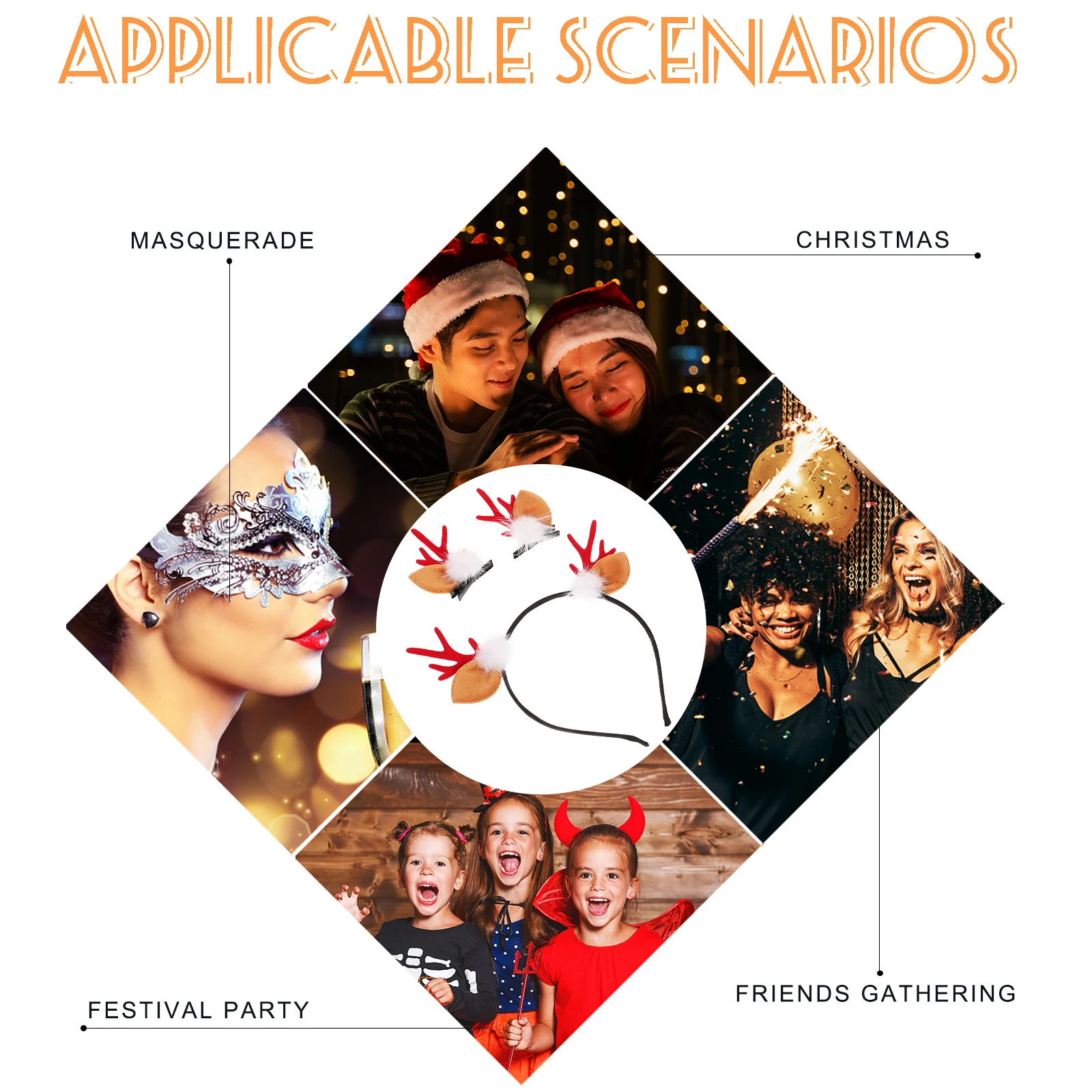 

1Set Christmas Antler Headband Elk Design Holiday Party Xmas Costume Accessory Festival Hair Decor Reindeer Hair Hoops Christmas