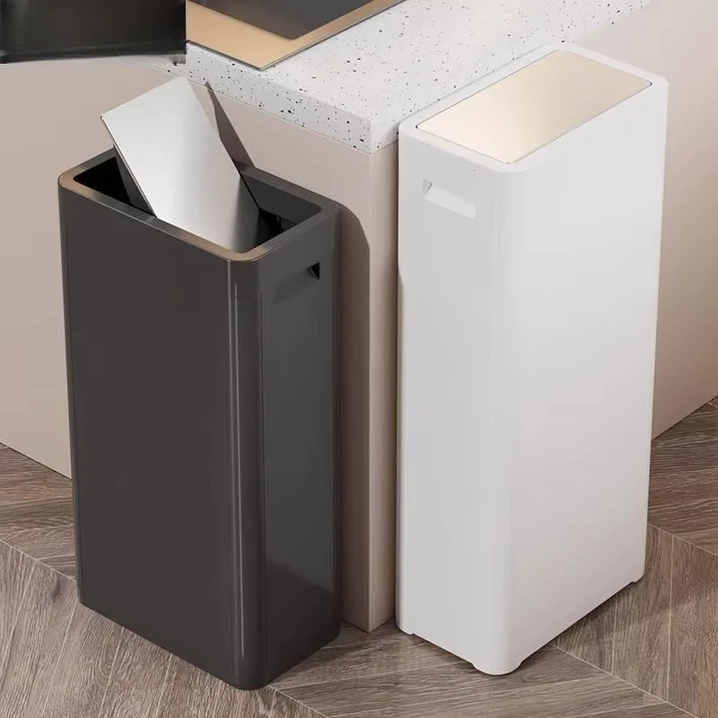 Large Capacity High Aesthetic Trash Can No Bending Lid Opening Waste Bin for Home Office Living Room Kitchen
