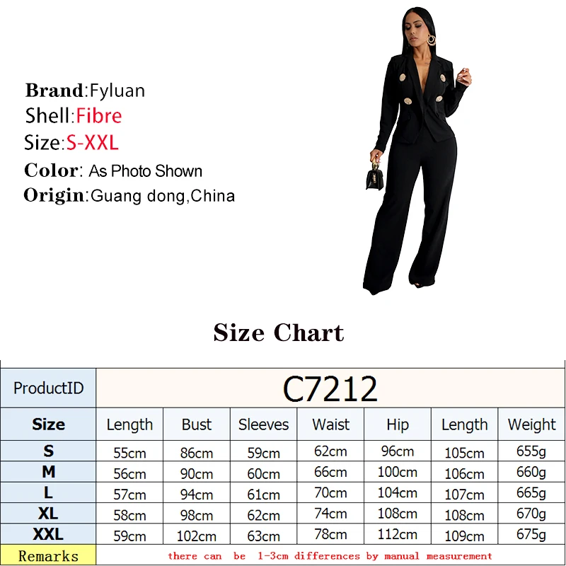 Nuovo stile elegante set di abbigliamento da donna giacca doppiopetto con bottoni tinta unita pantaloni larghi a gamba larga pantaloni lunghi alla moda due pezzi