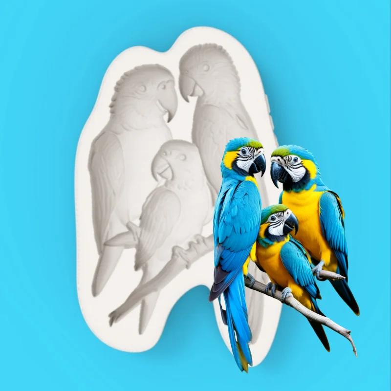 Macaw Family Silicone Baking Mold Tropical Style Chocolate Fondant Cake Decoration Mold
