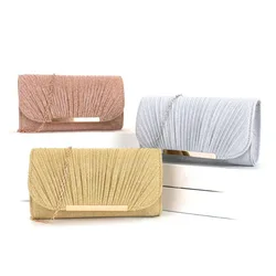 Factory Cross-border Light Luxury Evening Bag Pleated fashion Banquet Evening Bag easiest for match Ladies Clutch Bag Spot Wh...