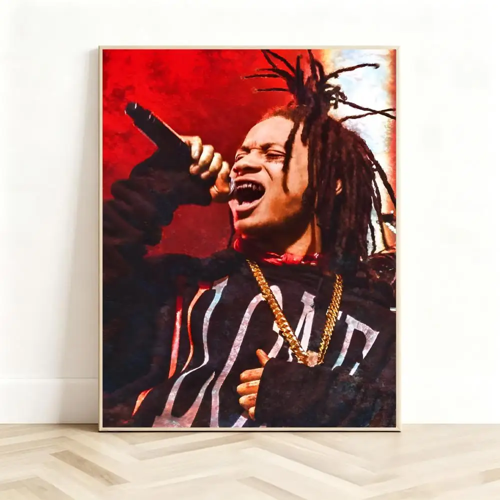 Emo Rapper T-Trippie Redd Poster Classic Self-Adhesive PP Wall Sticker for Living Room Bar Decor Gift