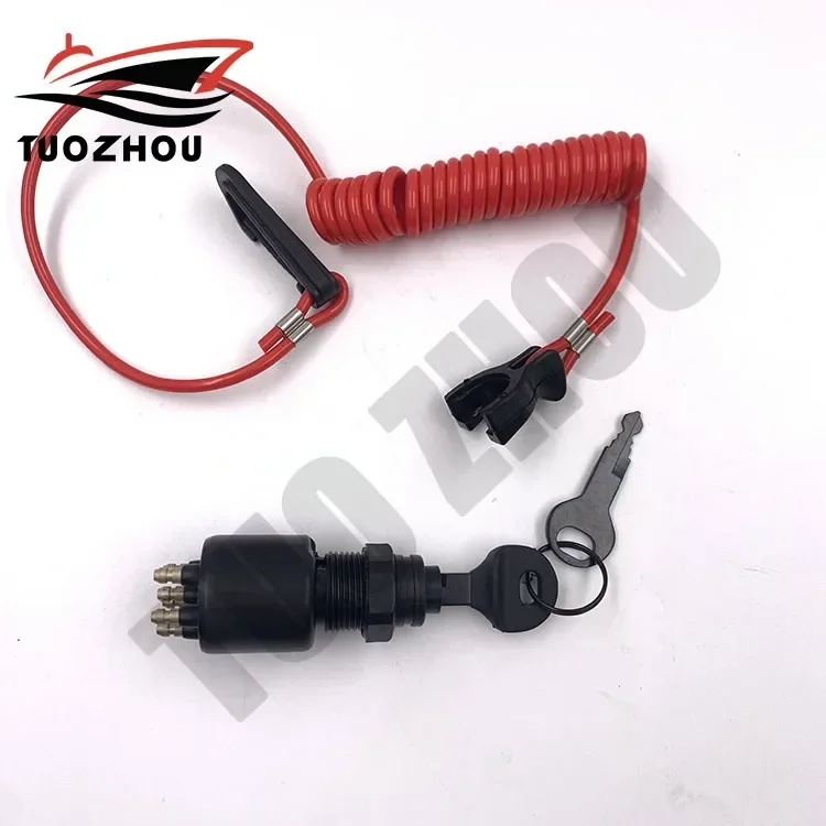 Ignition Switch Key Safety Lanyard Lock Assembly for OMC BRP 1996 Up Johnson Evinrude 5005801 for Evinrude for Johnson for BRP