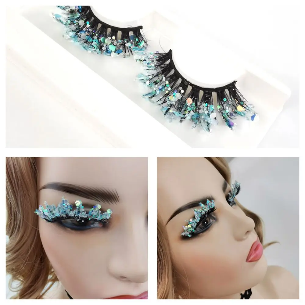 Sequin Party Stage Makeup Dramatic False Eyelashes Fake Eyelashes Luminous Eyelashes Lashes Extension Glitter Colored Eyelashes