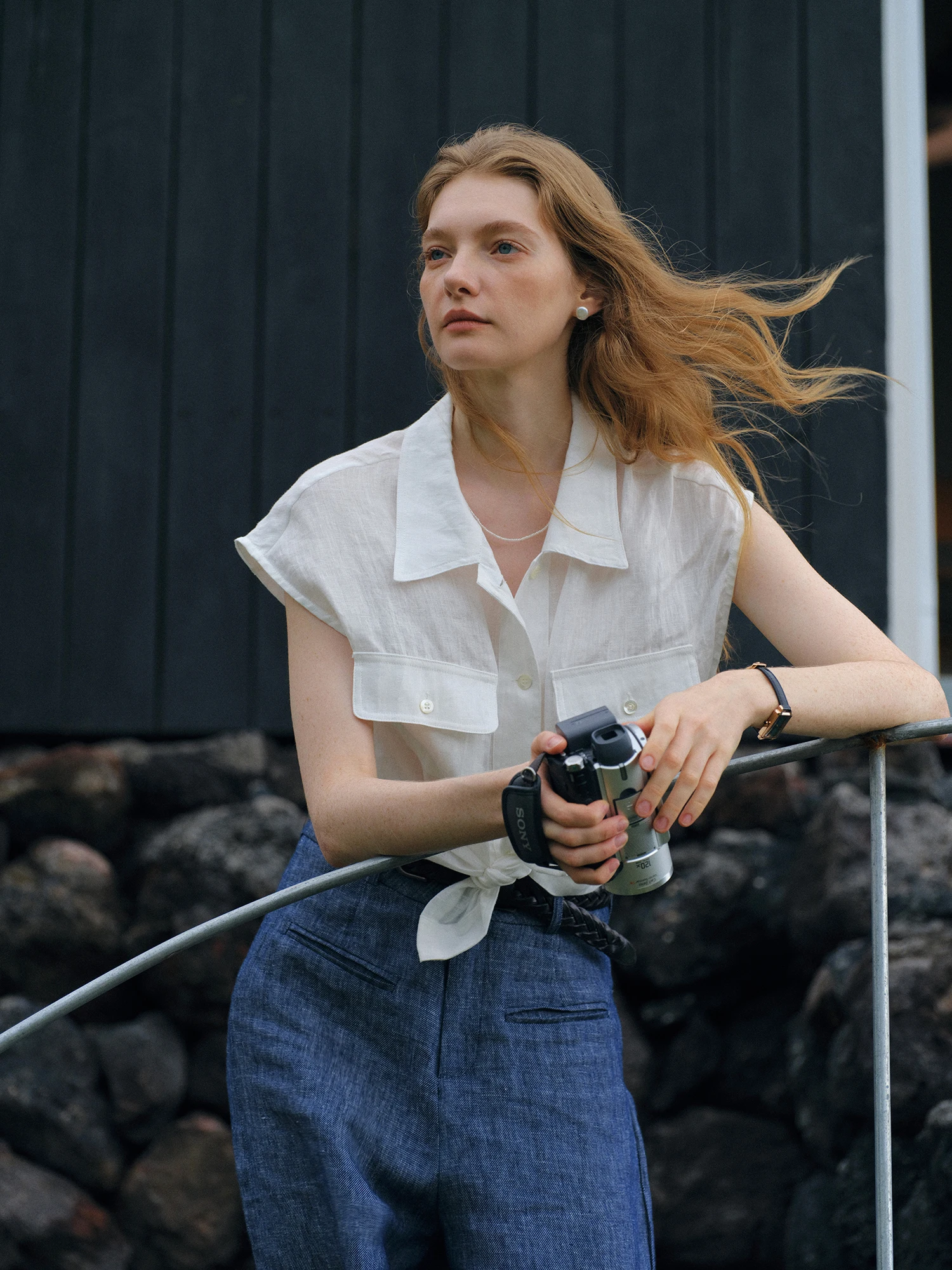 

l Linen Loose Fit irt Clean Sense 00% Linen Workwear Sle ort Sve Loose Draped Feel Flng Sve irt for Women