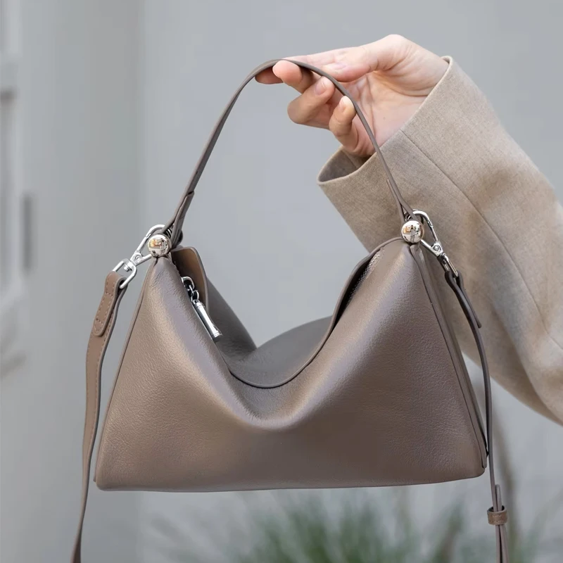Genuine Grade Leather Fashion Women's Shoulder Crossbody Bags Luxury Designer Brand Soft Cowhide Ladie Handbag Female Pillow Bag