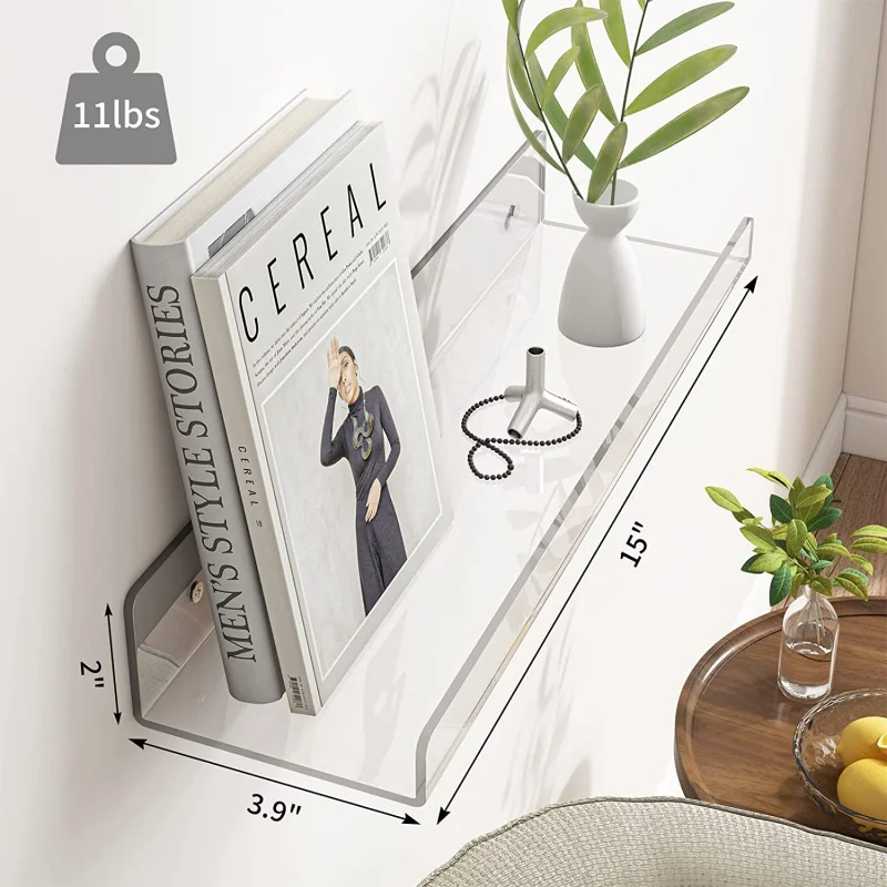 custom.Fixwal Acrylic Shelves Floating Wall Mounted Shelves Display Bookshelf Wall Decor