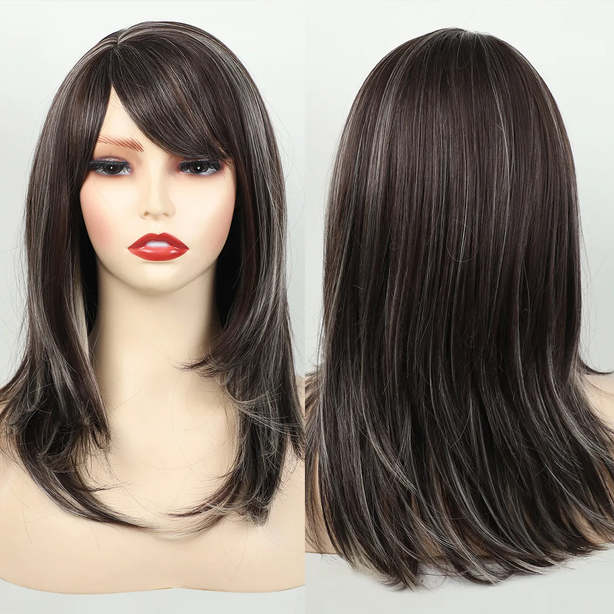 SQRDGQ Synthetic Hair Side Part Blonde Wig with Bangs Wigs for Women Daily Party Straight Wig Female Natural Hair Woman Wigs