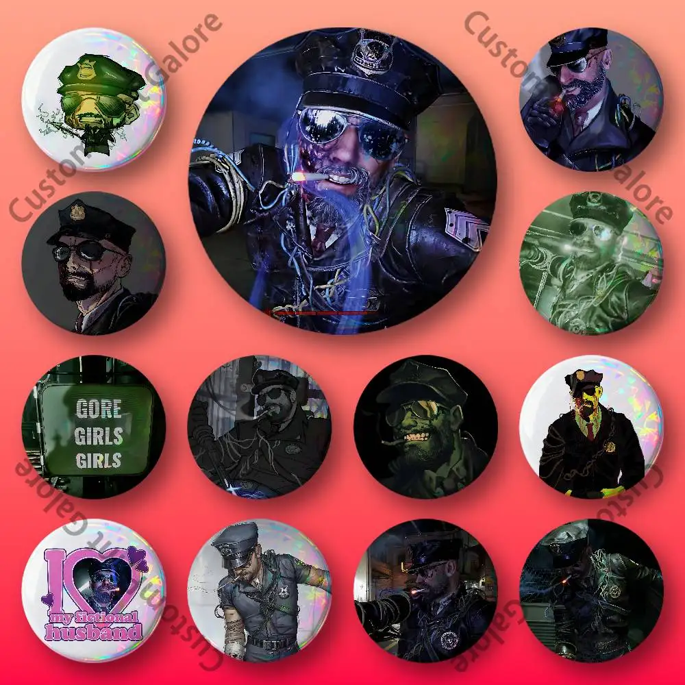 

O-Outlast Leland Coyle Badges 58 44 32 75 25 mm Enamel Pin Tinplate Round Brooch Cosplay Nijigen Otaku Culture