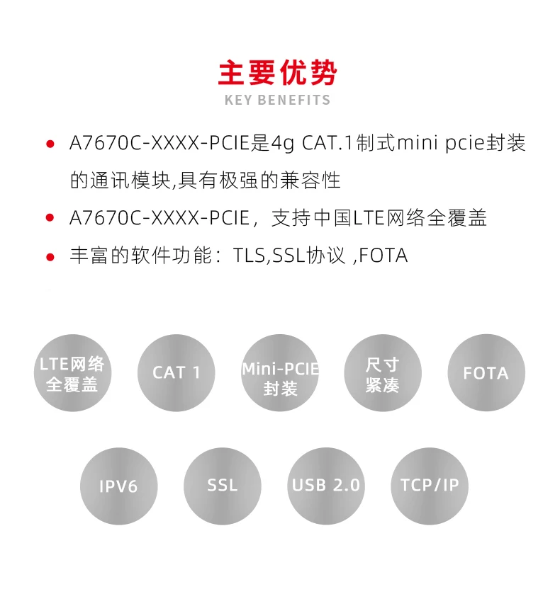 SIMCOM A7670C-PCIEA modulo di comunicazione per trasmissione dati Internet of Things incapsulato 4Gcat1 riduzione dei costi domestici