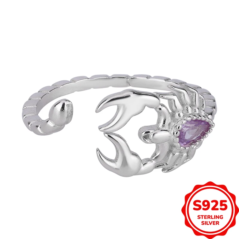 

Модное и персонализированное открытое кольцо из натурального серебра S925 с крабовым когтем