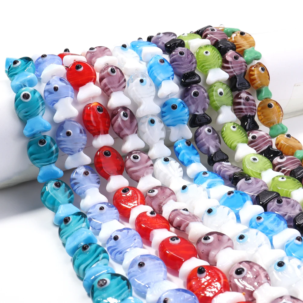 

2-4Pcs Cute Glass Fish Beads Handmade Spacer Loose Tiny Beads For DIY Jewelry Marking Lampwork Animal Charms Necklace Earrings