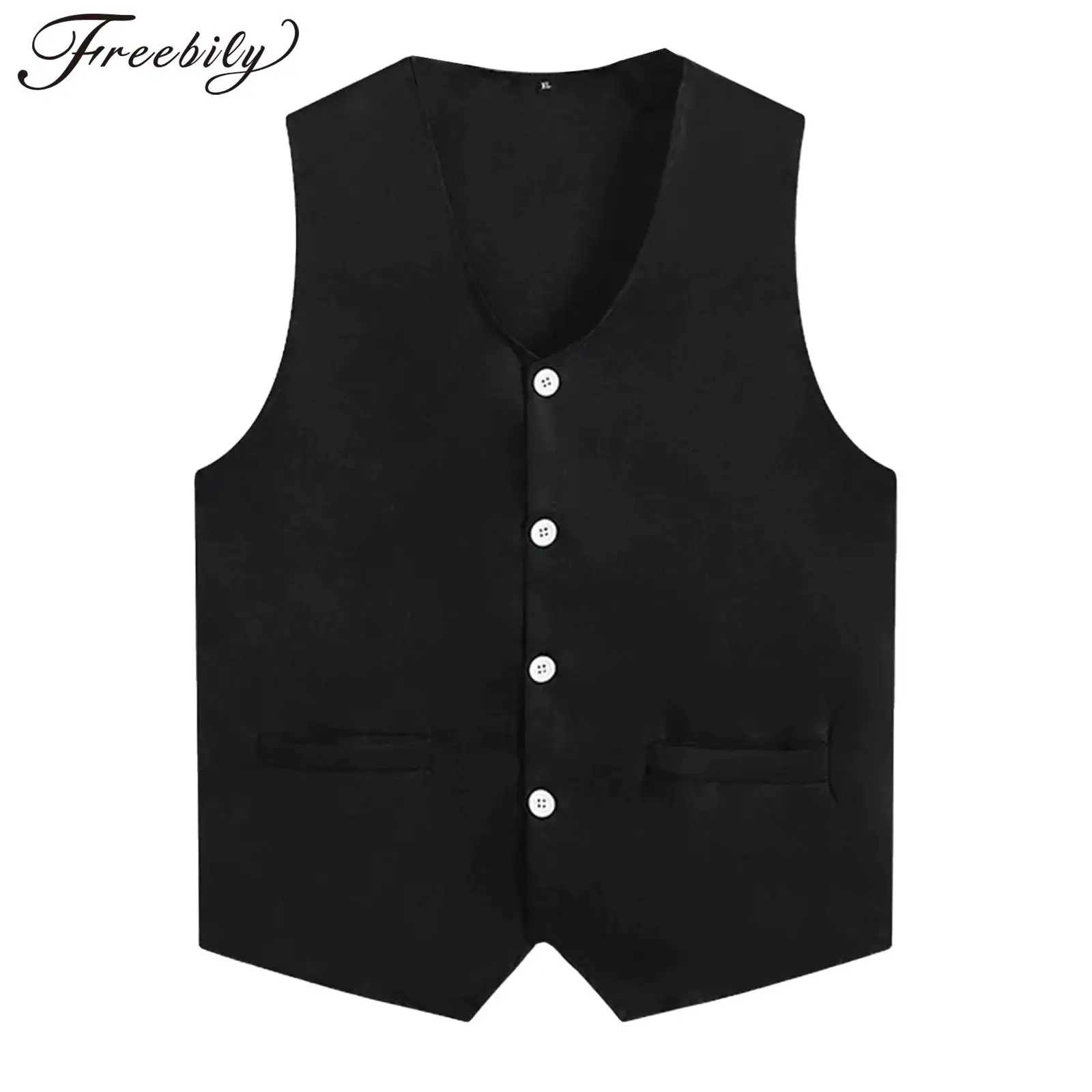 Mens Womens Volunteer Vest Coat Unisex Adult Work Wear Uniforms Sleeveless Waistcoat Nightclub Bartender Work Jacket