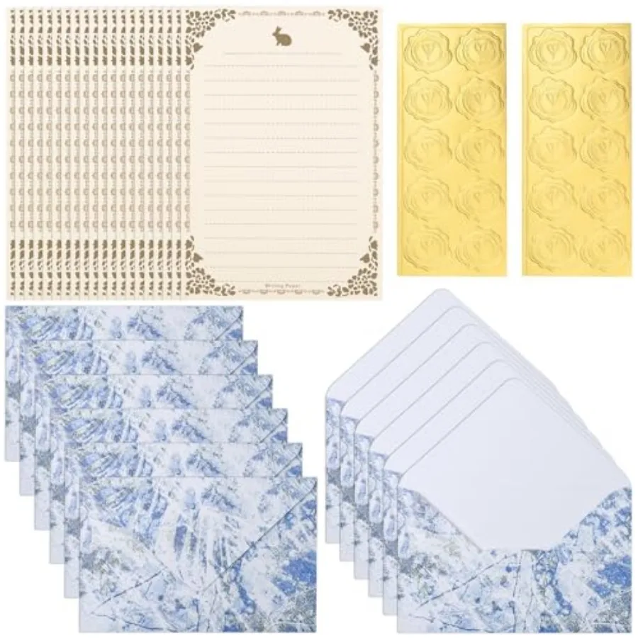 

32Pcs Stationery Paper and Envelopes Set, Aesthetics Stationary Letter and Envelope, 20 Lined Paper Sheets and 12 Envelopes, fo
