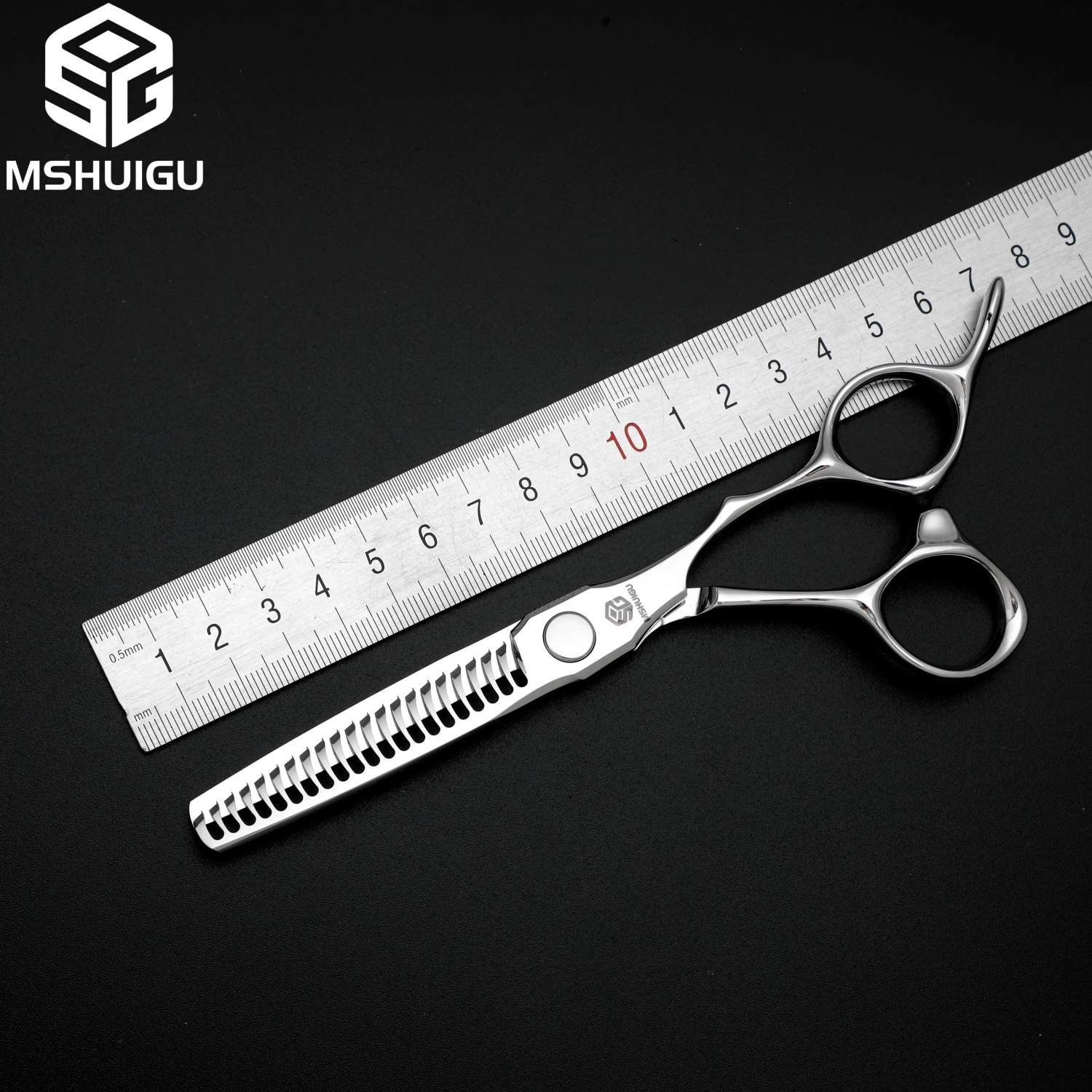 MSHUIGU Professionelle Haarstrukturschere, gebogene Klinge, kann Schere, Friseurschere, Werkzeugzubehör, Japan vg10 Stahl, 15,2 cm verschiebbar – Detail 14