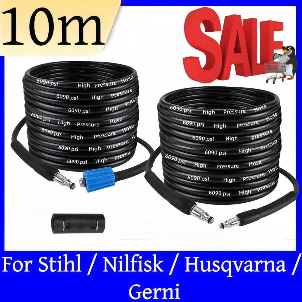 

10m/32ft High Pressure Water Cleaning Hose 6090psi Pressure Washer Hose Car washer Water Hose For Nilfisk STIHL Gerni HUSQVARNA