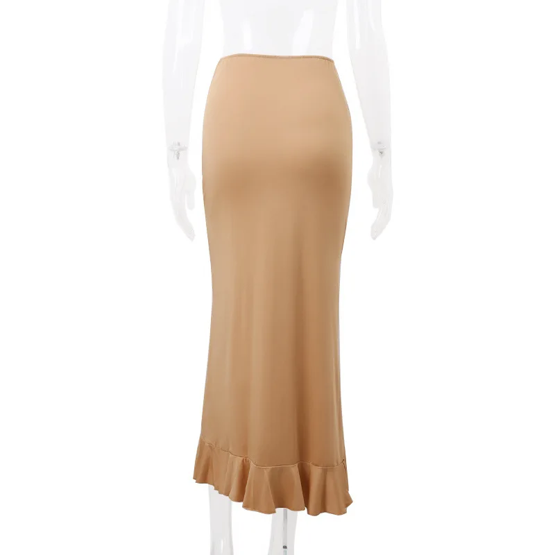 Women Solid Ruffles Skinny Skirt Sexy Ruched Bandage High-waist Street Skirts Summer Elegant Office Casual Woman Short Dress