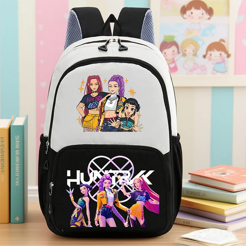 KPop شيطان الصيادين أنيمي المدرسية 2 قطعة حقيبة الكتب مقلمة أكياس الكتب المحمولة الكرتون الشكل على ظهره مدرسة السفر حقيبة التخزين #1