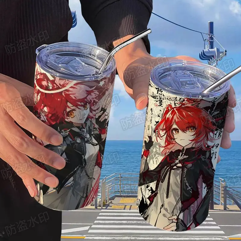 

Игра аниме Arknights Cos Exusiai Penguin Logistics, унисекс, соломенная соломенная чашка 15,6x7,4 см, портативный термос Prezzie