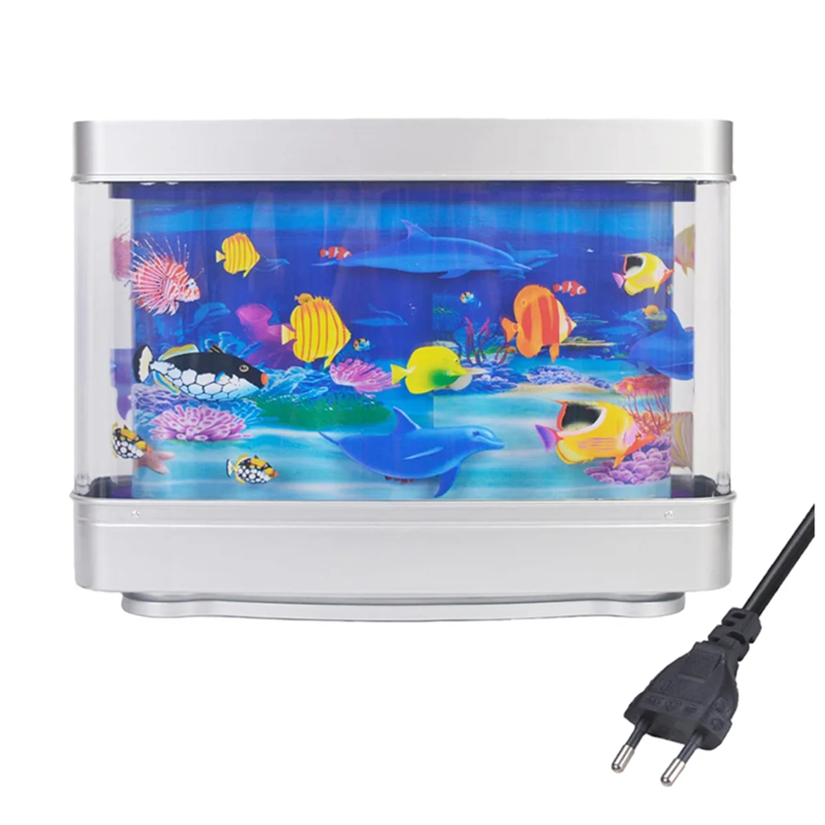 Artificial Tropical Fish Tank Lamp Aquarium Night Light Virtual Ocean Dynamic LED Table Lamp Room Decoration Gift EUplug