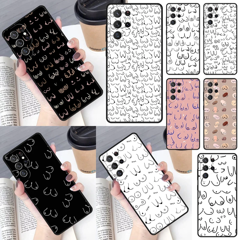 

Female Girl Boobs Cover For Samsung Galaxy S23 S24 S25 Ultra S22 S20 S21 FE Plus Note 10 20 Ultra phone Case