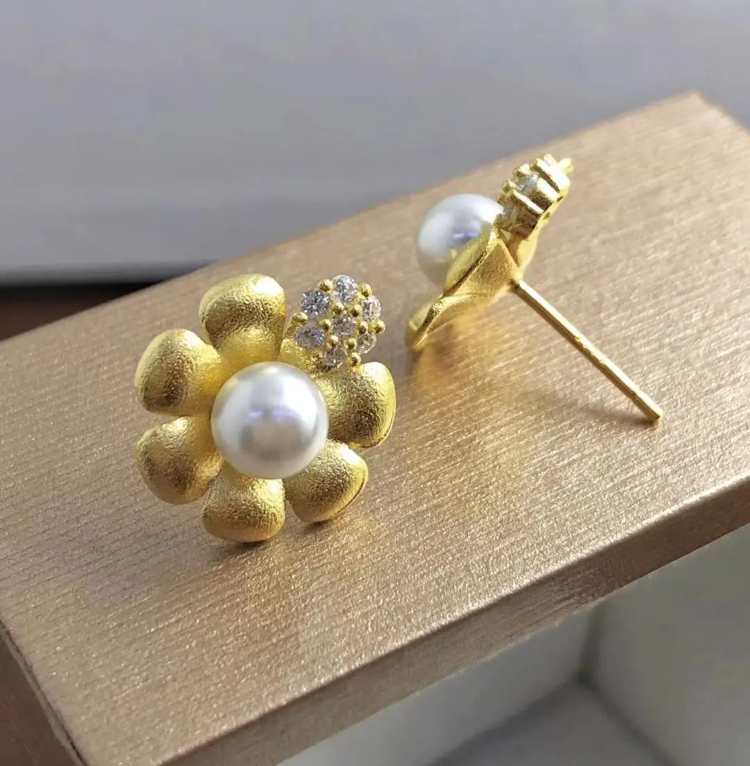 Wholesale S925 Sterling Silver Earrings Mount Findings Settings Base Mounting Parts Accessory for 5-6mm Pearls 5 pairs/lot