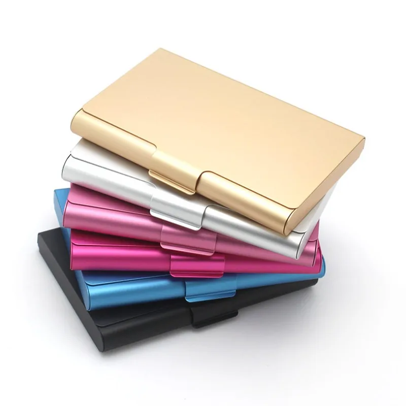 Candy Color Matel Business Card Organizer Box, Office Tabletop, Nome Visiting Card Holder, ID Bank Credit Cards Storage Case