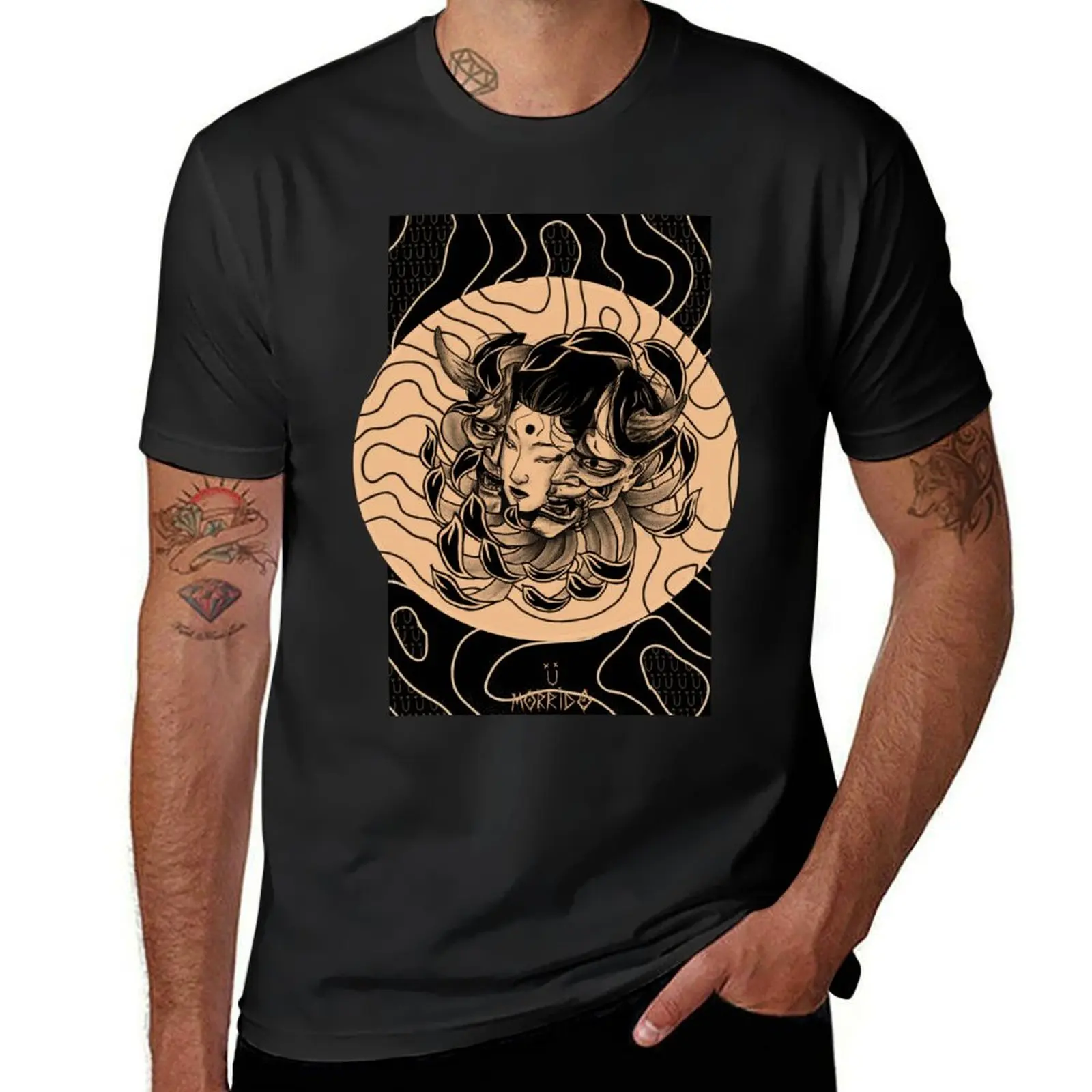 hannya geisha mask T-Shirt anime Blouse heavyweights customs clothes for men