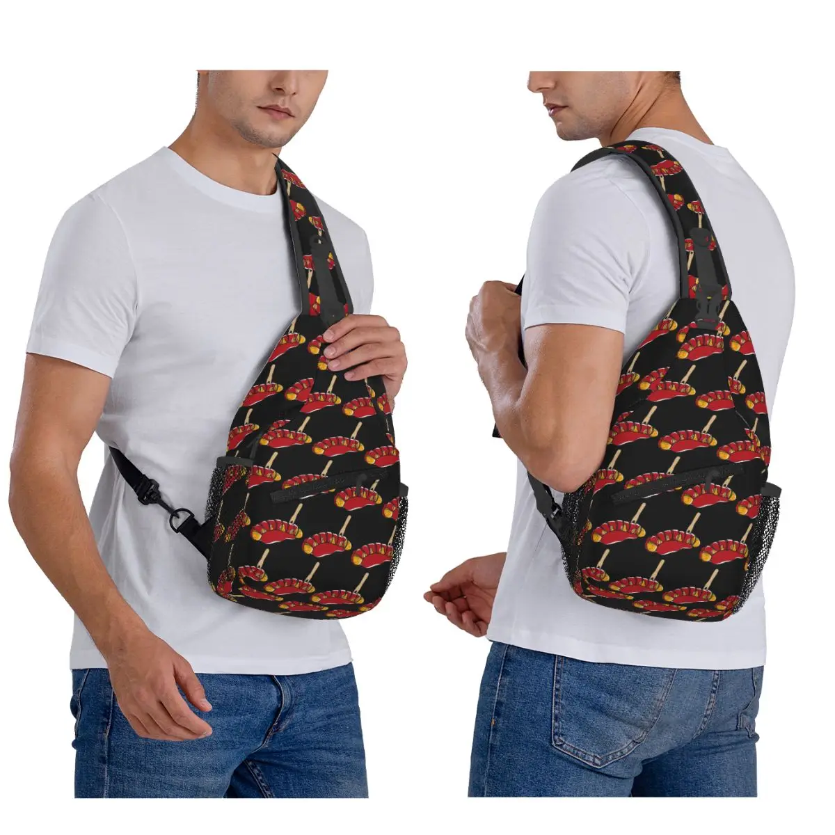 

Currywurst Pure Chest Bag Men Sling Crossbody Backpack Chest Bag Travel Hiking Daypack Shoulder Bag