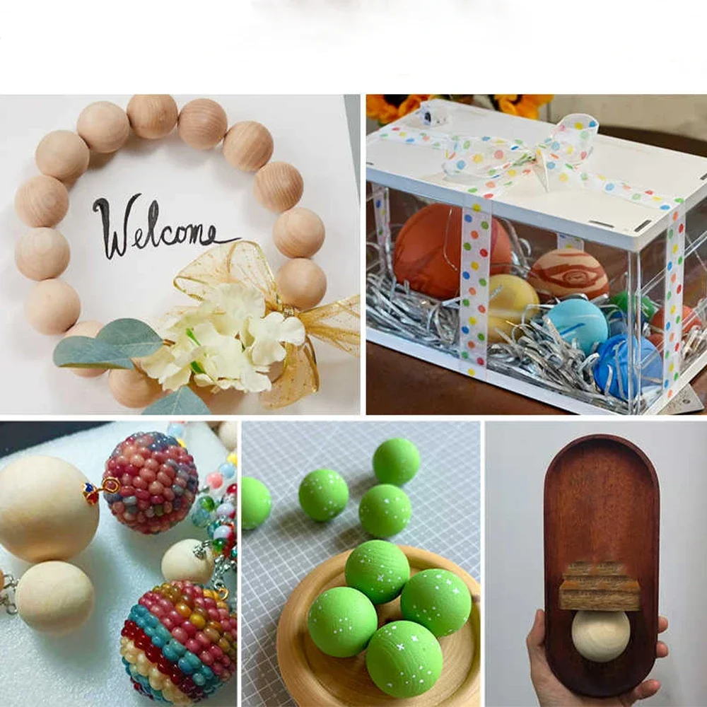 

10-40Pcs Dia 10/15/20/25/30/40/50mm Wood Primary Color Solid Round Ball No Hole Round Wooden Decoration DIY Home Painted Parts