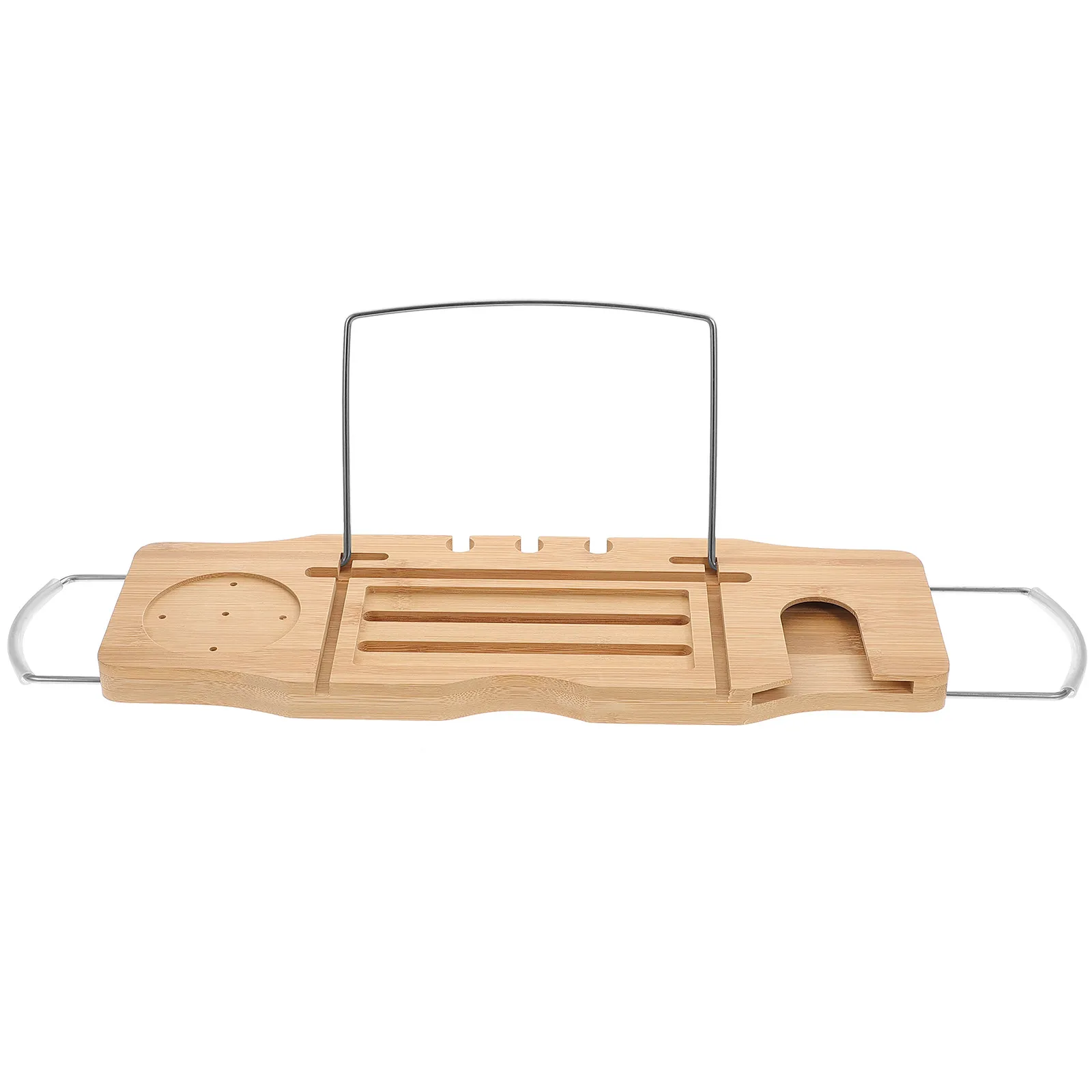 Bamboo Adjustable Bathtub Tray Expandable Non-Slip Handles Bath Tub Table Phone Book Holder Towel Storage Rack