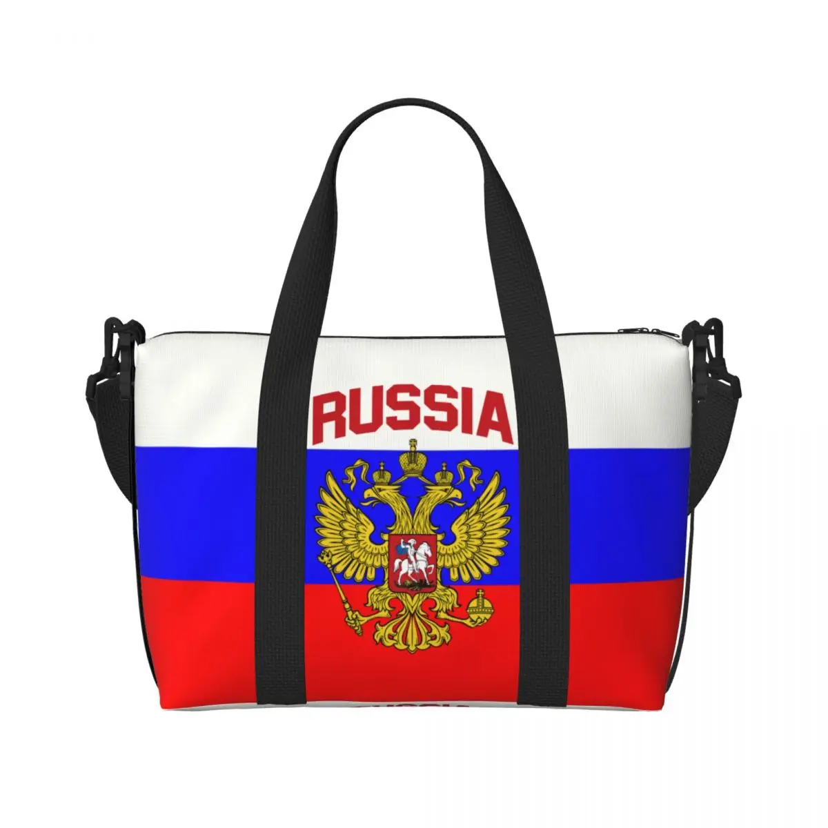 Aangepaste Russische rijk wapen van Rusland strand draagtas vrouwen extra grote sportschool handbagage adelaar reisboodschappentassen