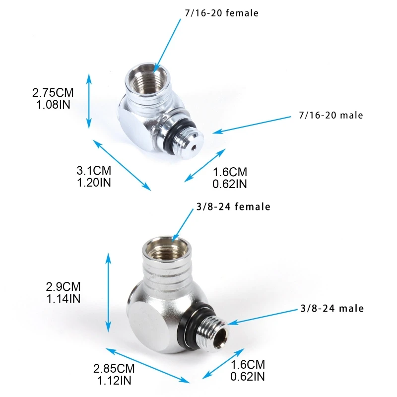360 Degree Rotation Hose Adapter Low High Pressure Diving Accessories Regulator Connector Fit for 1nd Stage