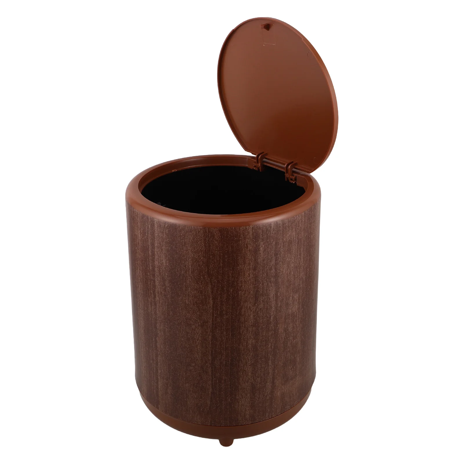 

12L Round Wood-Like Garbage Can Lid Covered Wastebasket Home Bathroom Bedroom Kitchen Office Decorative Wood-Like Garbage Can