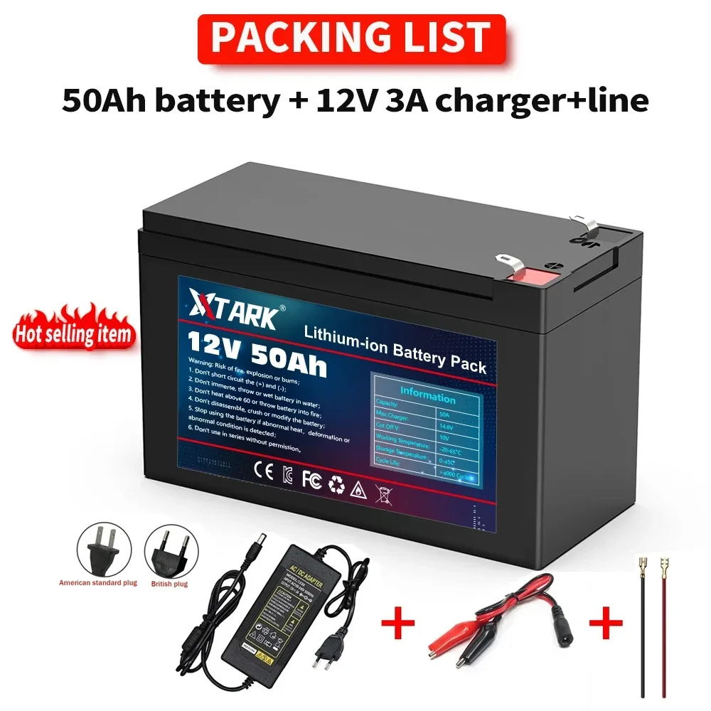 

Upgraded 12v 120Ah 18650 Li Ion Battery Electric Vehicle Lithium Battery Pack 9V- 12V 150000mAh Built-in BMS 80A High Current