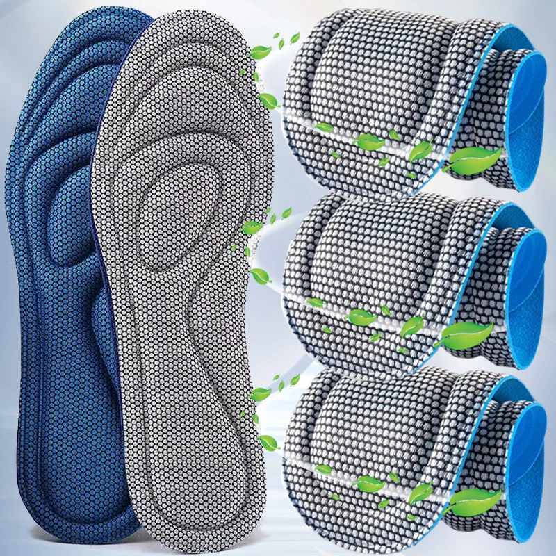 2pcs Memory Foam Orthopedic Insoles for Shoes Men Women Nano Antibacterial Deodorization Shoe Pads Sweat Absorption Cushion