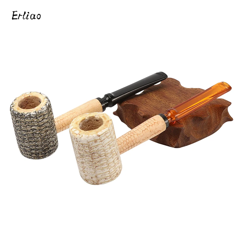 1PC Natural Corn Pipes Portable and Removable Tobacco Pipe Straight Type Creative  Medium Corn Pipe Smoking