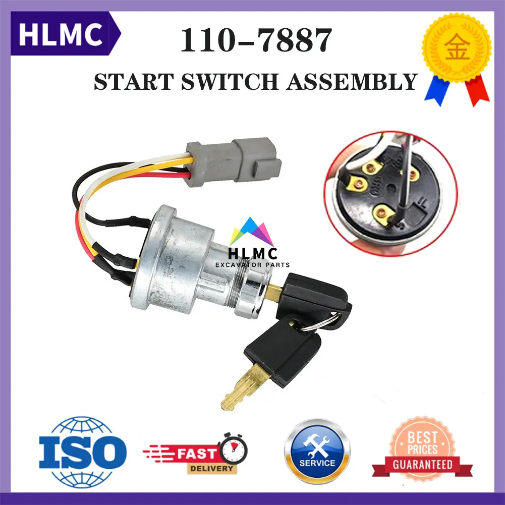 

140H 143H 160H Skid Steer Loader 252B 226 268B 228 248 287B Ignition Starter Switch Excavator Parts 1107887 110-7887 467-8535