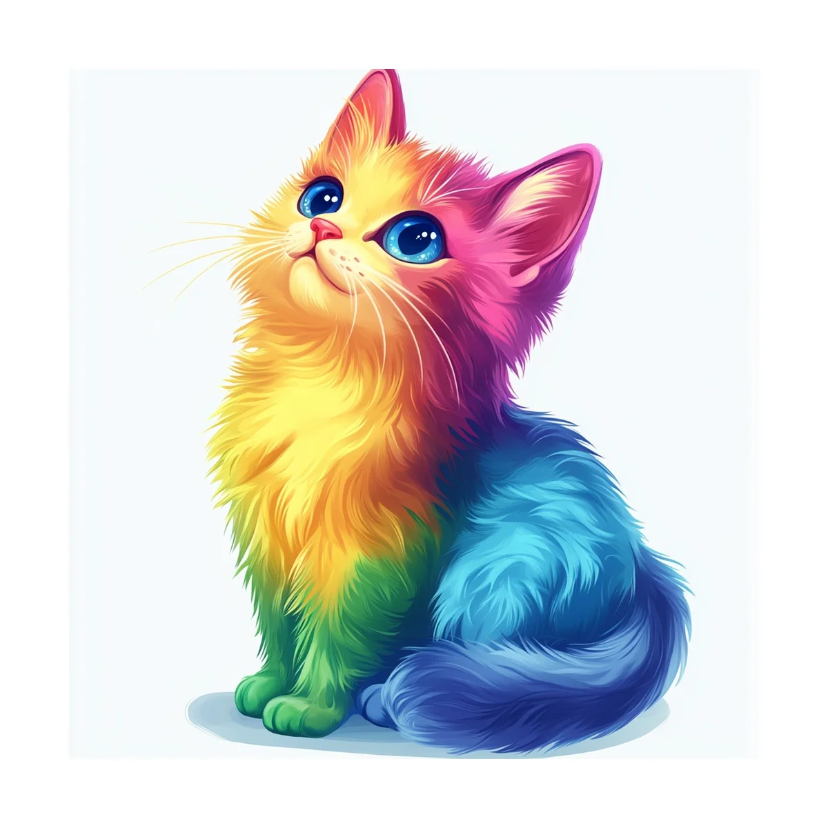 1 Stück 30x30 cm/11,8 Zoll, 11Ct/14Ct Kreuzstich-Set, DIY Valentinstagsgeschenk, Stickerei-Set für Festlichkeiten, Regenbogenkatze – Detail 4
