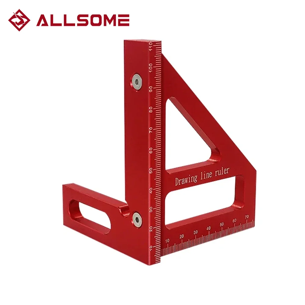 

Allsome 3D Angle Measuring Ruler 45 90 Degree Triangle Scriber Square Protractor, Miter Triangle Ruler for Carpenter