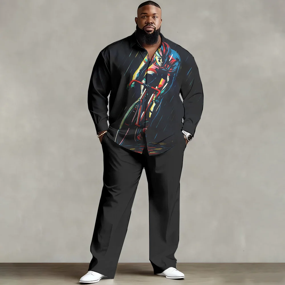 

S-9xl plus size Big & Tall Shirt Set (Iridescent Element) - Soft Cotton, Stylish Prismatic Print Patterns, Lightweight,