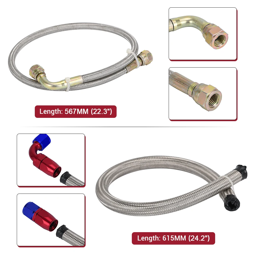 LZONE - Turbocharger Oil Feed Drain Return Line Kit 4AN 10AN For Toyota Supra 1JZ/2JZ 1JZGTE 2JZGTE JR-TOL22